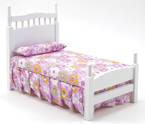 Dollhouse Miniature Single Bed, White